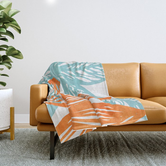 Orange and Blue Seaside Coastal Shapes Throw Blanket Gallery Image 1