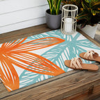 Orange and Blue Seaside Coastal Shapes Outdoor Rug Gallery Image 2