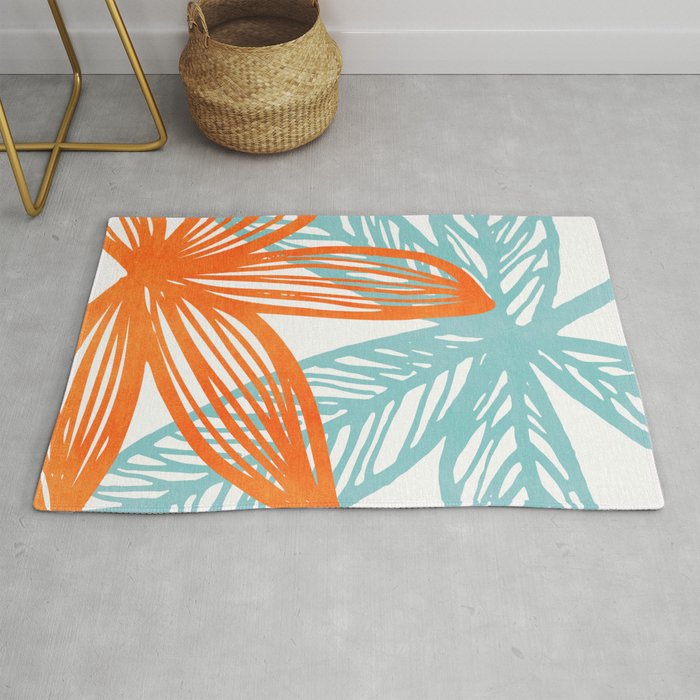 Orange and Blue Seaside Coastal Shapes Rug Gallery Image 1
