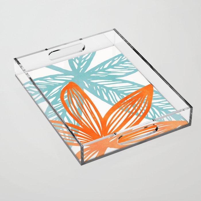 Orange and Blue Seaside Coastal Shapes Acrylic Tray Gallery Image 1