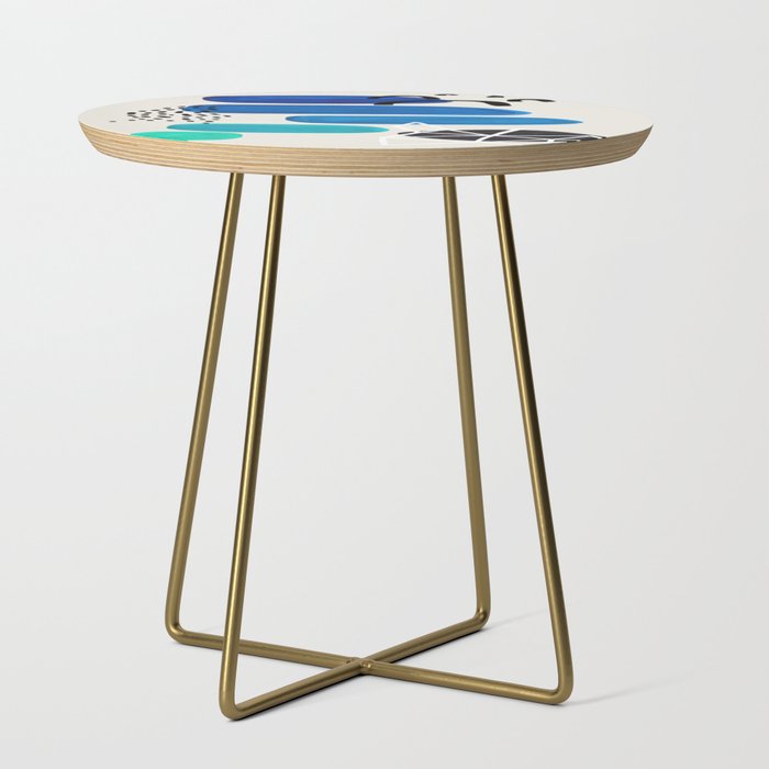 Fun Abstract Minimalist Mid Century Modern Colorful Shapes Marine Green Blue Ombre Watercolor Bubble Side Table Gallery Image 1