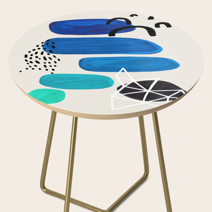 Fun Abstract Minimalist Mid Century Modern Colorful Shapes Marine Green Blue Ombre Watercolor Bubble Side Table Gallery Image 2