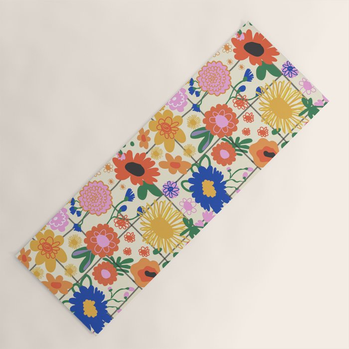 Bright flowers pattern Yoga Mat Gallery Image 1