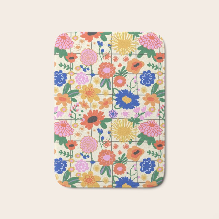 Bright flowers pattern Bath Mat Gallery Image 1