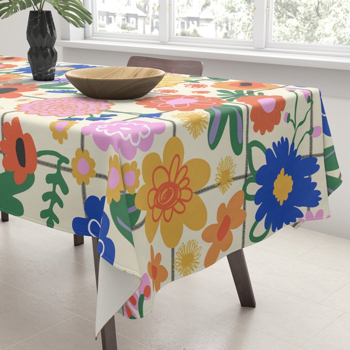Bright flowers pattern Tablecloth Gallery Image 3