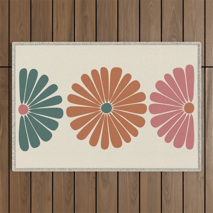 Retro Summer Daisies IX Outdoor Rug Gallery Image 1