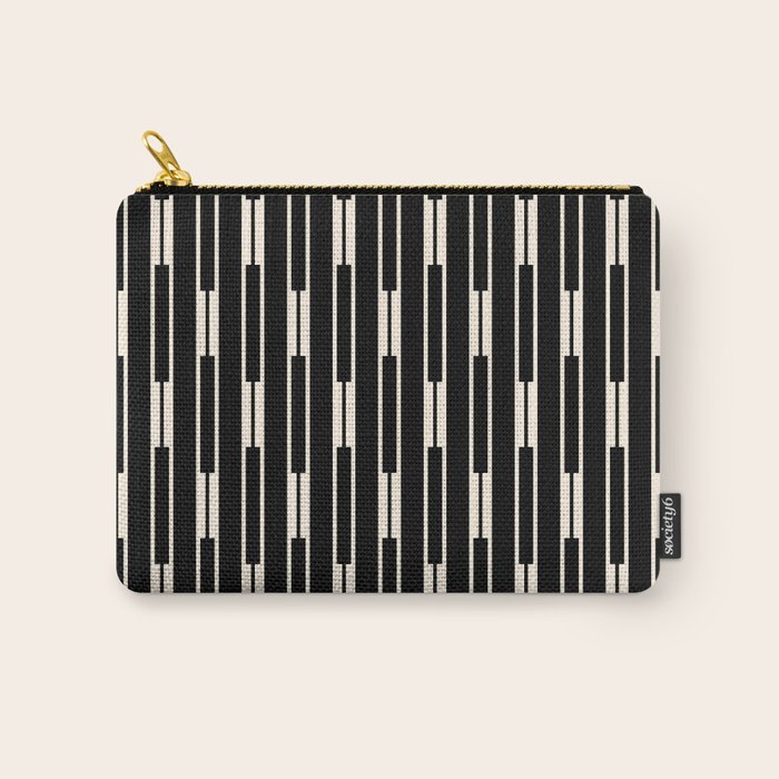 Minimalist Geo Chain Block Stripe Vertical Pattern in Black and Cream Carry All Pouch Gallery Image 1