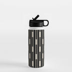 Minimalist Geo Chain Block Stripe Vertical Pattern in Black and Cream Water Bottle Gallery Image 1