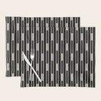Minimalist Geo Chain Block Stripe Vertical Pattern in Black and Cream Placemat Gallery Image 1