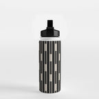 Minimalist Geo Chain Block Stripe Vertical Pattern in Black and Cream Water Bottle Gallery Image 2