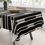 Minimalist Geo Chain Block Stripe Vertical Pattern in Black and Cream Tablecloth Gallery Image 3