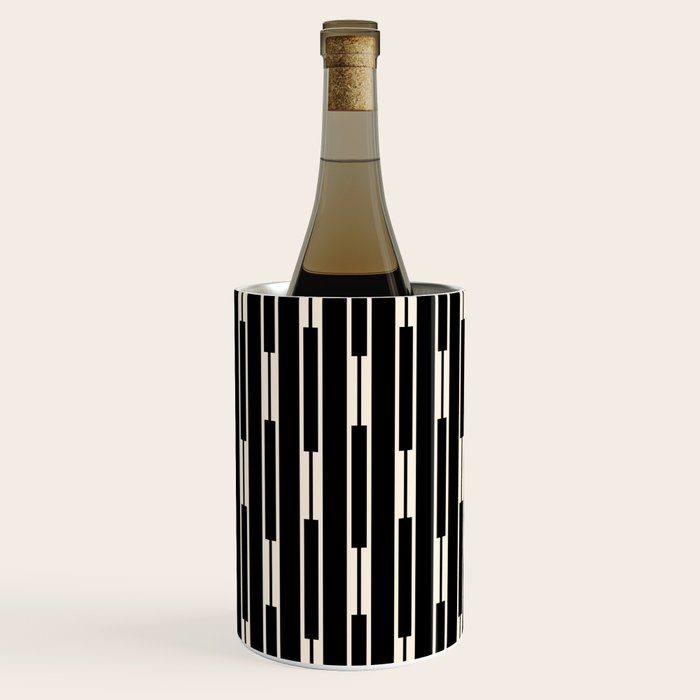Minimalist Geo Chain Block Stripe Vertical Pattern in Black and Cream Wine Chiller Gallery Image 3