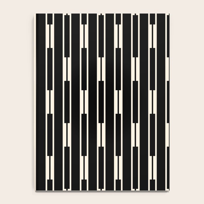 Minimalist Geo Chain Block Stripe Vertical Pattern in Black and Cream Notebook Gallery Image 4