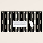 Minimalist Geo Chain Block Stripe Vertical Pattern in Black and Cream Desk Mat Gallery Image 1