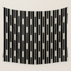 Minimalist Geo Chain Block Stripe Vertical Pattern in Black and Cream Wall Tapestry Gallery Image 4