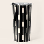 Minimalist Geo Chain Block Stripe Vertical Pattern in Black and Cream Travel Mug Gallery Image 3