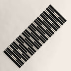Minimalist Geo Chain Block Stripe Vertical Pattern in Black and Cream Yoga Mat Gallery Image 1