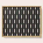 Minimalist Geo Chain Block Stripe Vertical Pattern in Black and Cream Serving Tray Gallery Image 1