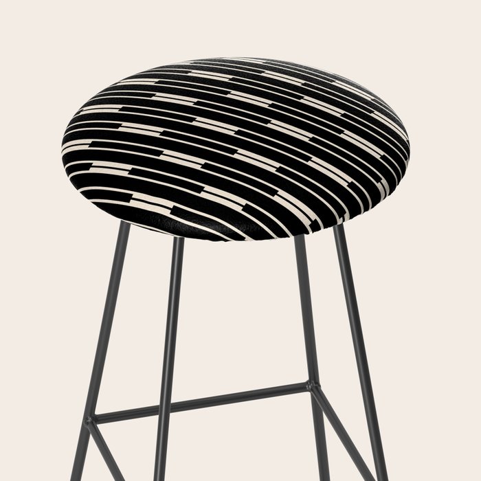 Minimalist Geo Chain Block Stripe Vertical Pattern in Black and Cream Stool Gallery Image 2