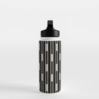 Minimalist Geo Chain Block Stripe Vertical Pattern in Black and Cream Water Bottle Gallery Image 3