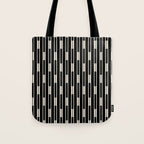Minimalist Geo Chain Block Stripe Vertical Pattern in Black and Cream Tote Bag Gallery Image 1
