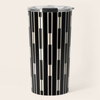 Minimalist Geo Chain Block Stripe Vertical Pattern in Black and Cream Travel Mug Gallery Image 1