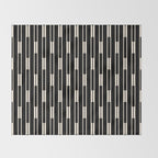 Minimalist Geo Chain Block Stripe Vertical Pattern in Black and Cream Throw Blanket Gallery Image 2