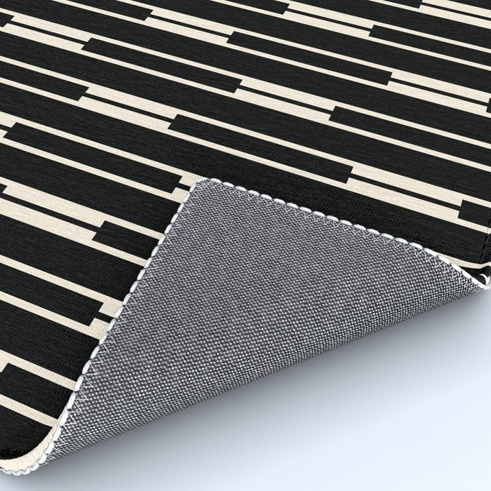Minimalist Geo Chain Block Stripe Vertical Pattern in Black and Cream Rug Gallery Image 4