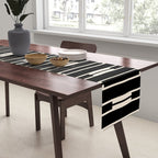 Minimalist Geo Chain Block Stripe Vertical Pattern in Black and Cream Table Runner Gallery Image 2