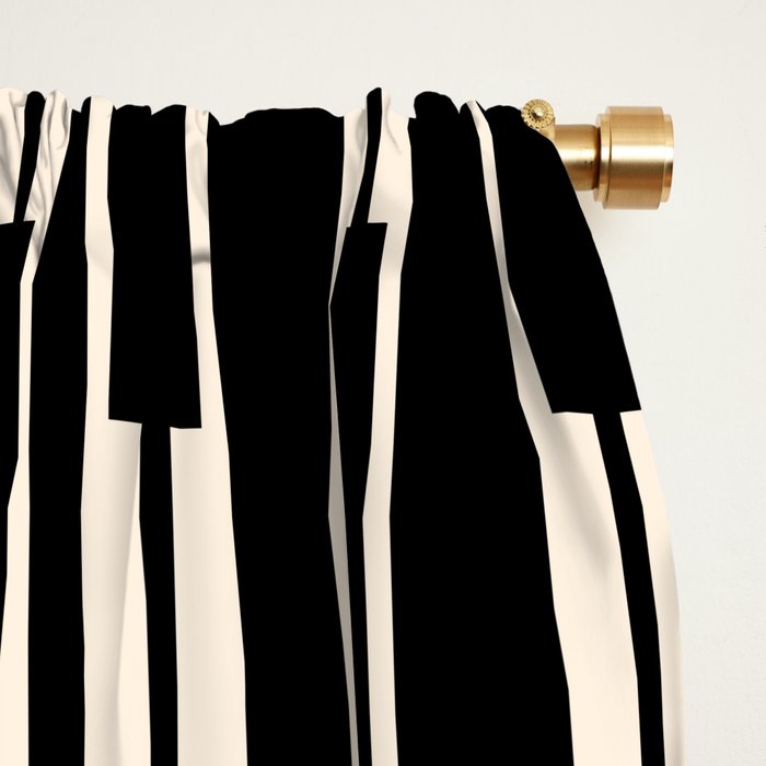 Minimalist Geo Chain Block Stripe Vertical Pattern in Black and Cream Window Curtain Gallery Image 2