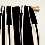 Minimalist Geo Chain Block Stripe Vertical Pattern in Black and Cream Window Curtain Gallery Image 2