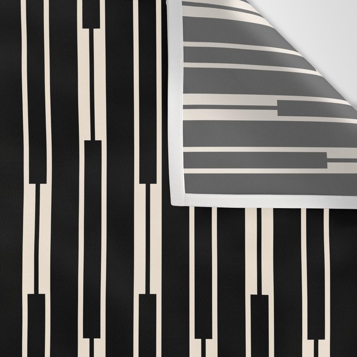 Minimalist Geo Chain Block Stripe Vertical Pattern in Black and Cream Wall Tapestry Gallery Image 3
