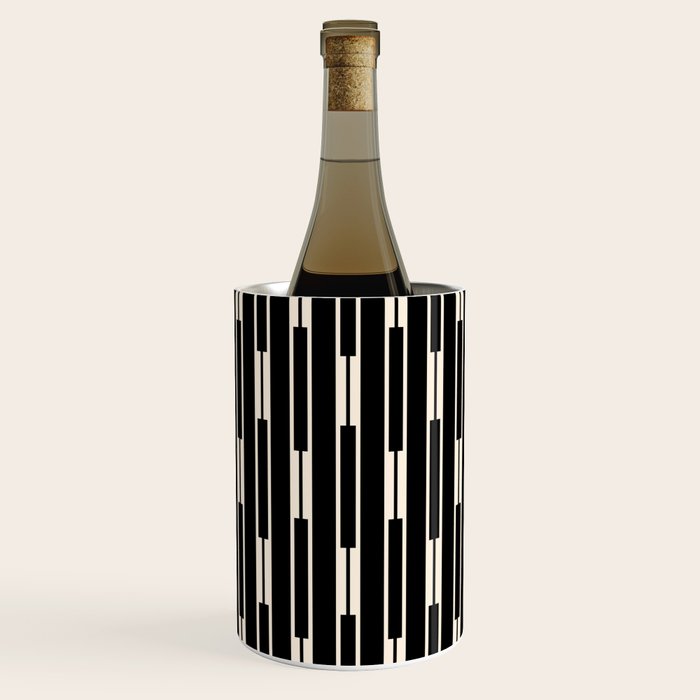 Minimalist Geo Chain Block Stripe Vertical Pattern in Black and Cream Wine Chiller Gallery Image 1