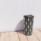 Minimalist Geo Chain Block Stripe Vertical Pattern in Black and Cream Travel Mug Gallery Image 4