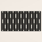 Minimalist Geo Chain Block Stripe Vertical Pattern in Black and Cream Desk Mat Gallery Image 3