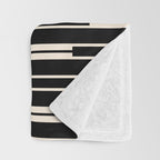 Minimalist Geo Chain Block Stripe Vertical Pattern in Black and Cream Throw Blanket Gallery Image 3