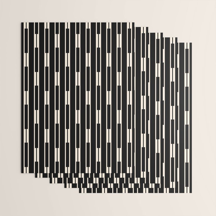 Minimalist Geo Chain Block Stripe Vertical Pattern in Black and Cream Wrapping Paper Gallery Image 3