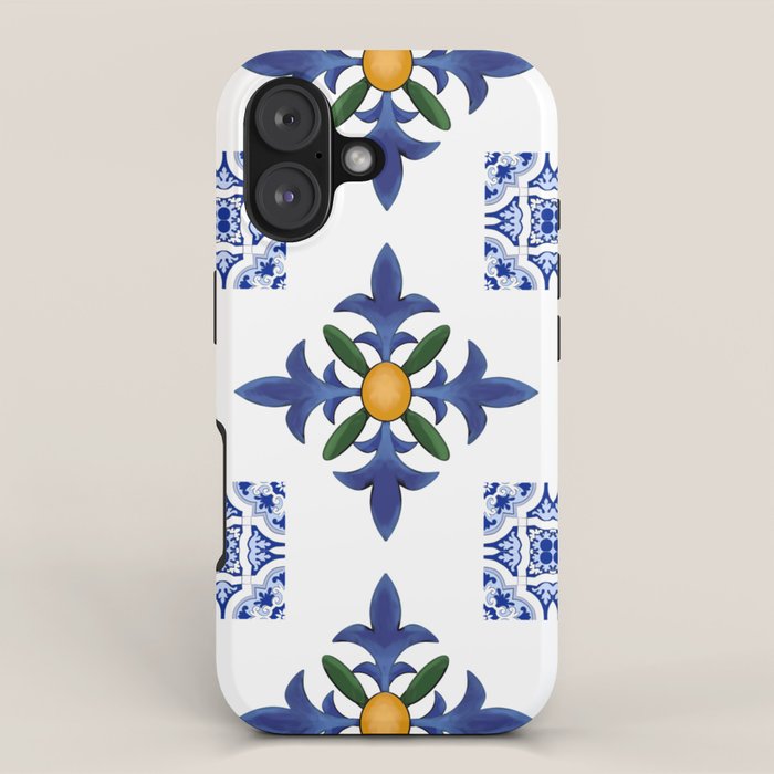 Mosaic,mediterranean,blue tiles art iPhone Case Gallery Image 1