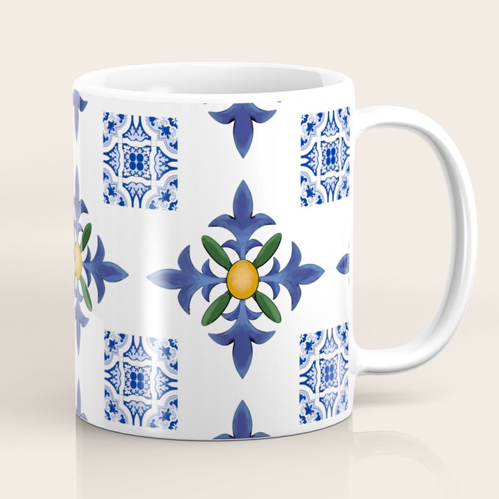 Mosaic,mediterranean,blue tiles art Coffee Mug Gallery Image 1