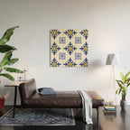Mosaic,mediterranean,blue tiles art Wood Wall Art Gallery Image 2