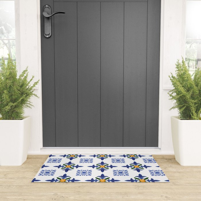 Mosaic,mediterranean,blue tiles art Welcome Mat Gallery Image 3