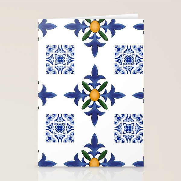 Mosaic,mediterranean,blue tiles art Stationery Card Gallery Image 2