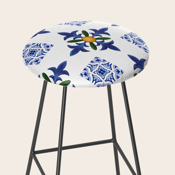 Mosaic,mediterranean,blue tiles art Stool Gallery Image 2