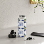 Mosaic,mediterranean,blue tiles art Water Bottle Gallery Image 4
