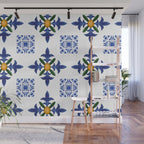 Mosaic,mediterranean,blue tiles art Wall Mural Gallery Image 1