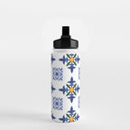 Mosaic,mediterranean,blue tiles art Water Bottle Gallery Image 2