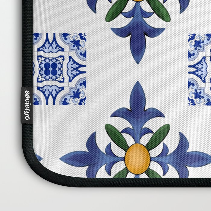 Mosaic,mediterranean,blue tiles art Laptop Sleeve Gallery Image 3