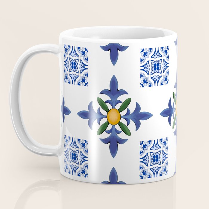 Mosaic,mediterranean,blue tiles art Coffee Mug Gallery Image 3