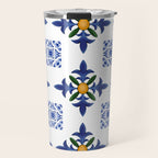 Mosaic,mediterranean,blue tiles art Travel Mug Gallery Image 1
