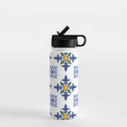 Mosaic,mediterranean,blue tiles art Water Bottle Gallery Image 1